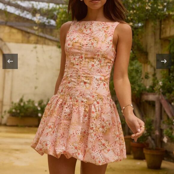 Floral Mini Dress in Pink, S - Picture 1 of 10